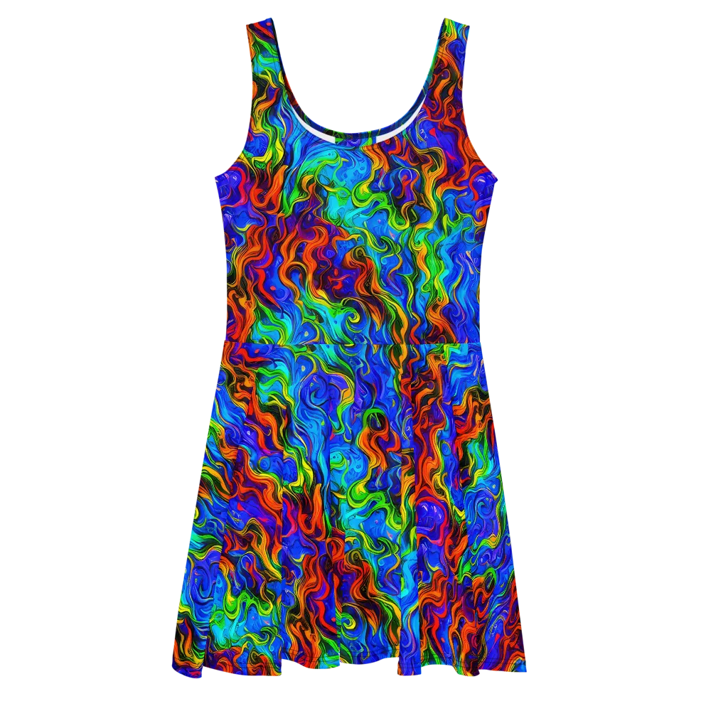 The Color Riot on Skater Dress — Front