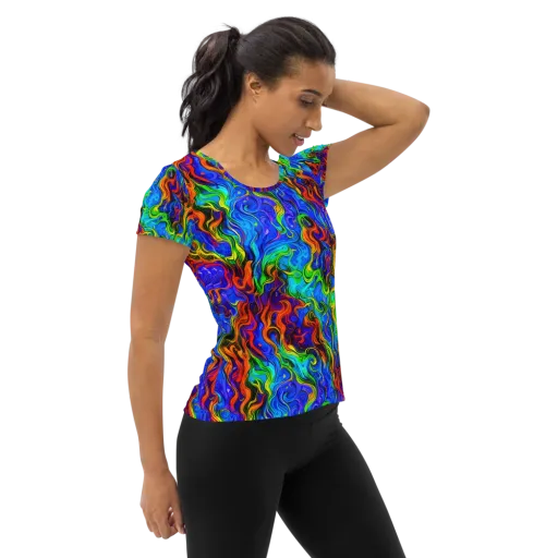 The Color Riot on a Women's Athletic T-Shirt
