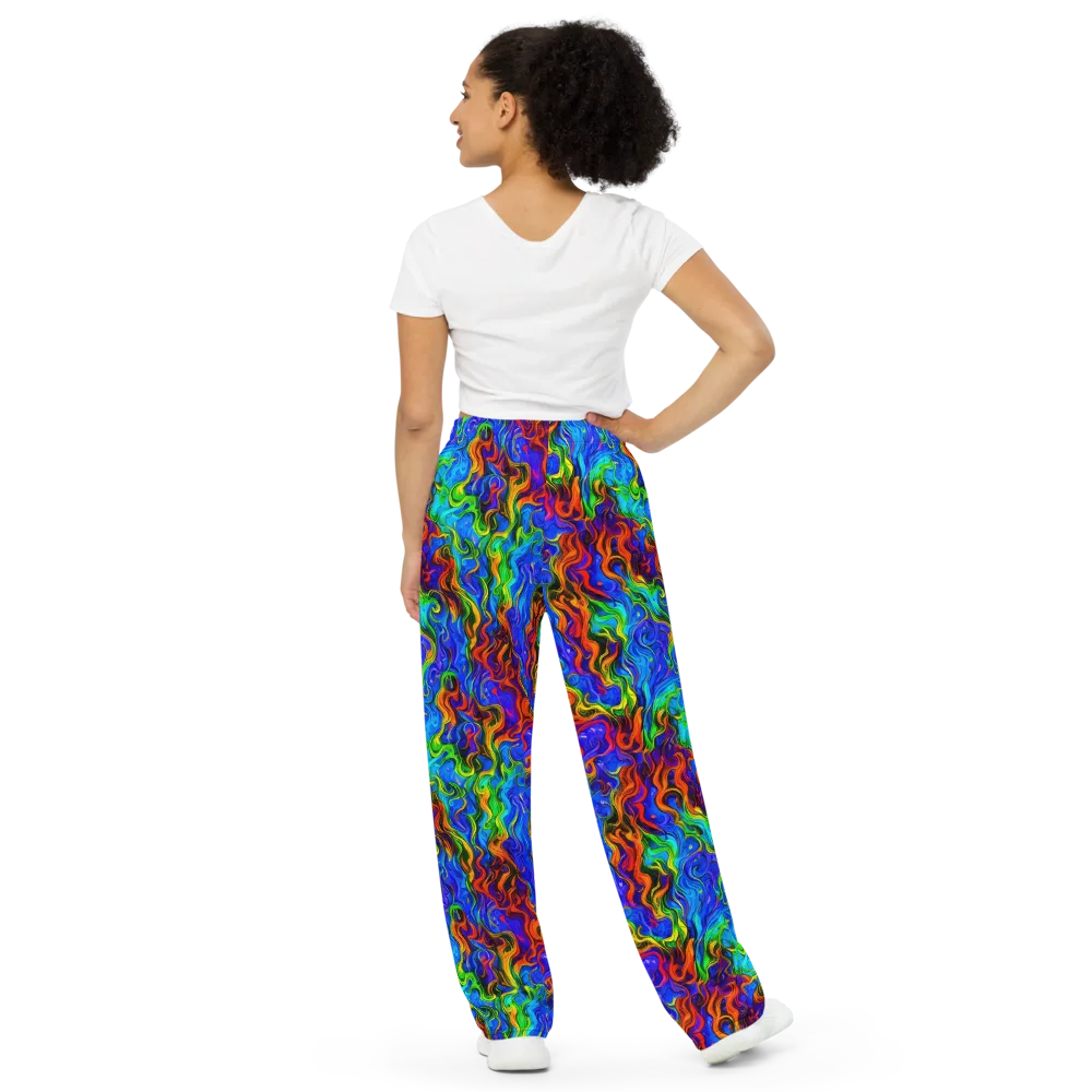 The Color Riot on Wide-Leg Pants — Back