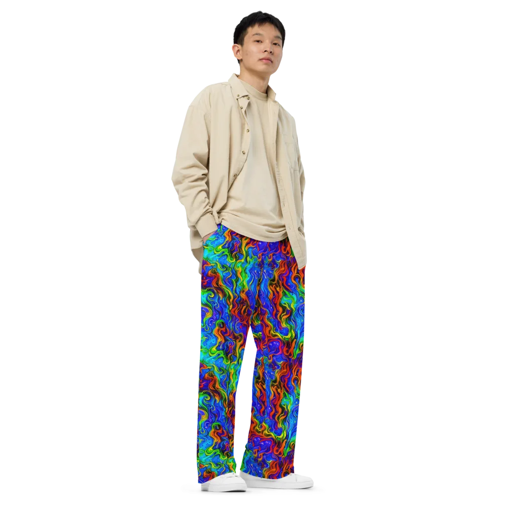 The Color Riot on Wide-Leg Pants — Right Front