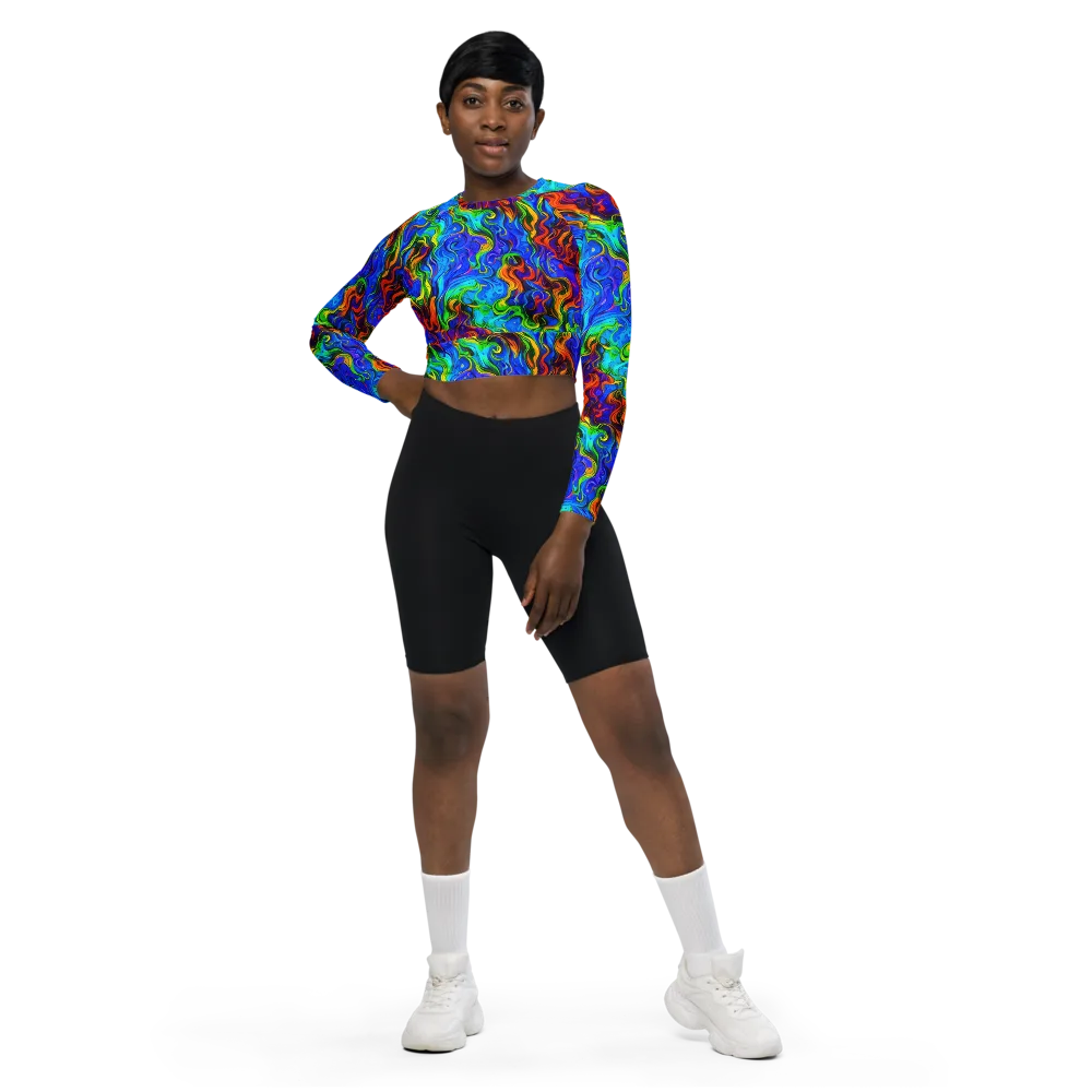 The Color Riot on Long Sleeve Crop Top — Front