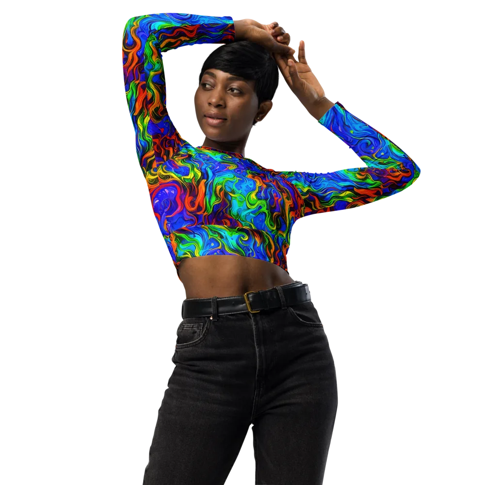 The Color Riot on Long Sleeve Crop Top — Front
