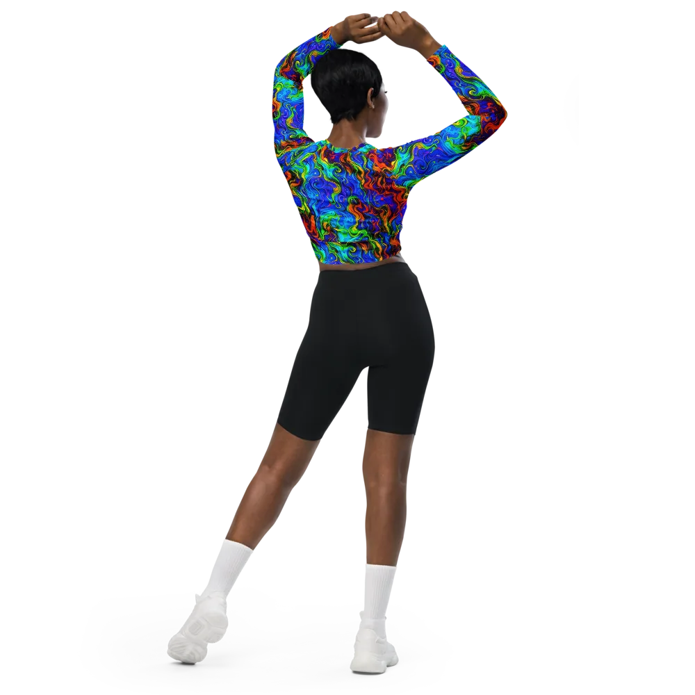 The Color Riot on Long Sleeve Crop Top — Back