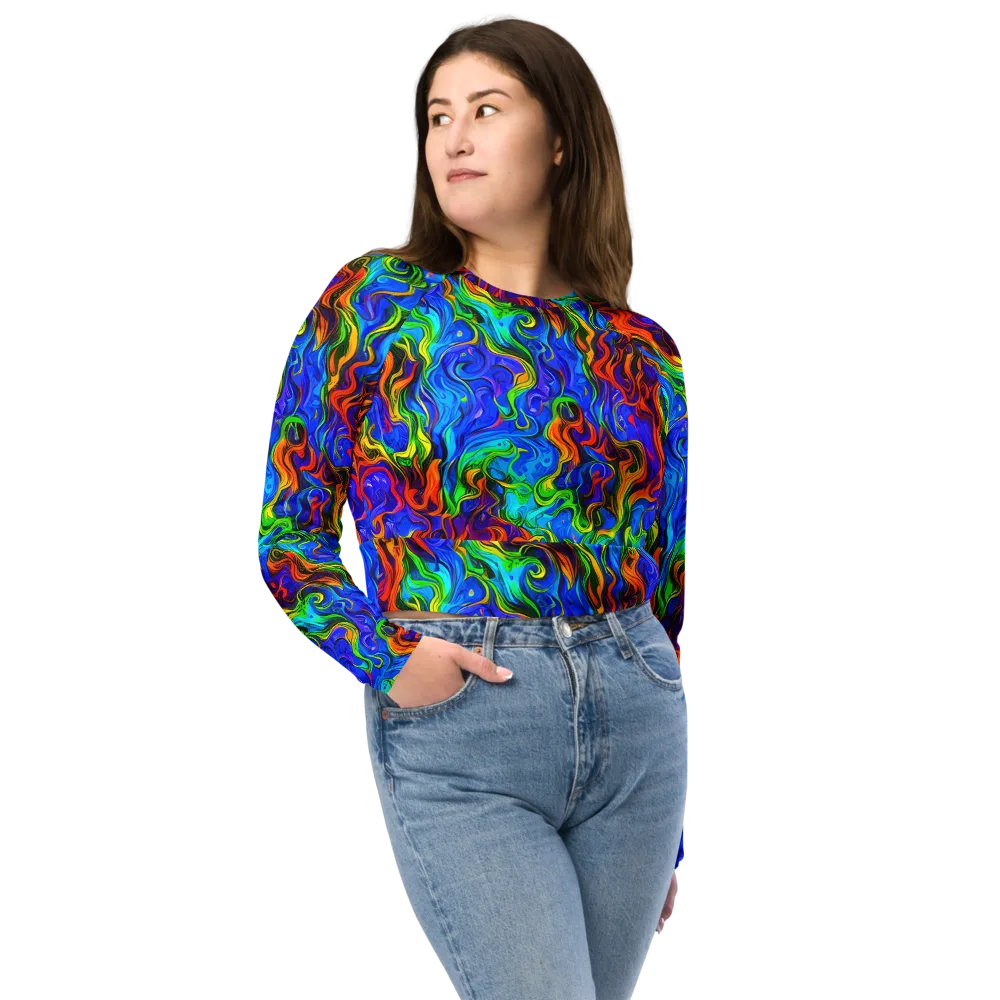 The Color Riot on Long Sleeve Crop Top — Front