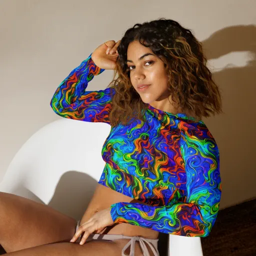 The Color Riot on a Long Sleeve Crop Top