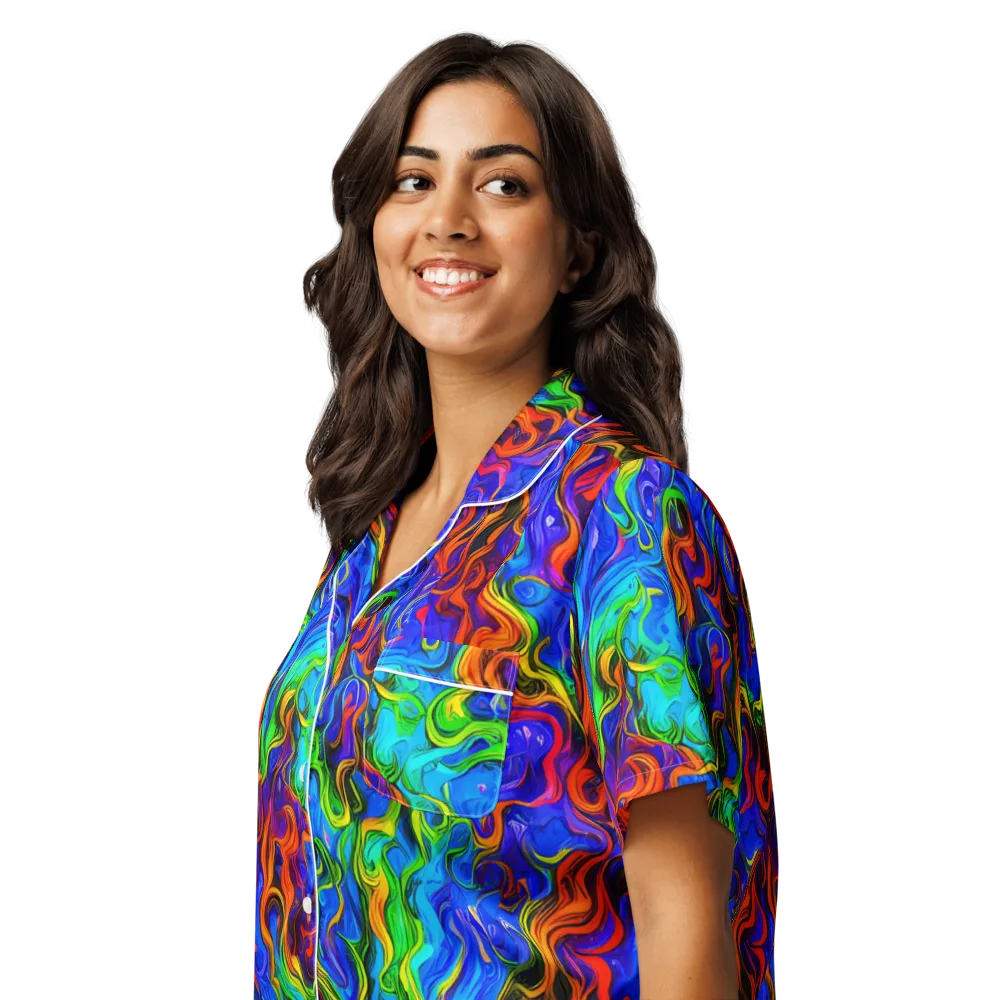 The Color Riot on Women's Short Sleeve Pajama Top — Left Front
