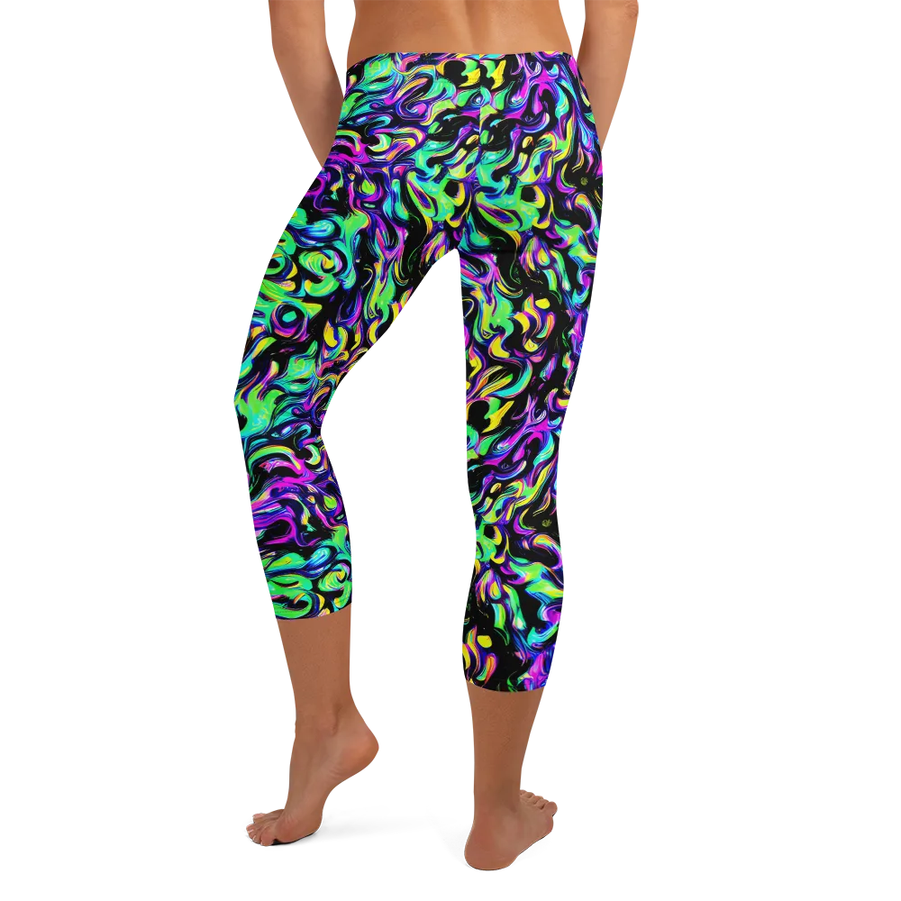 Cyber Swirl on Capri Leggings — Back