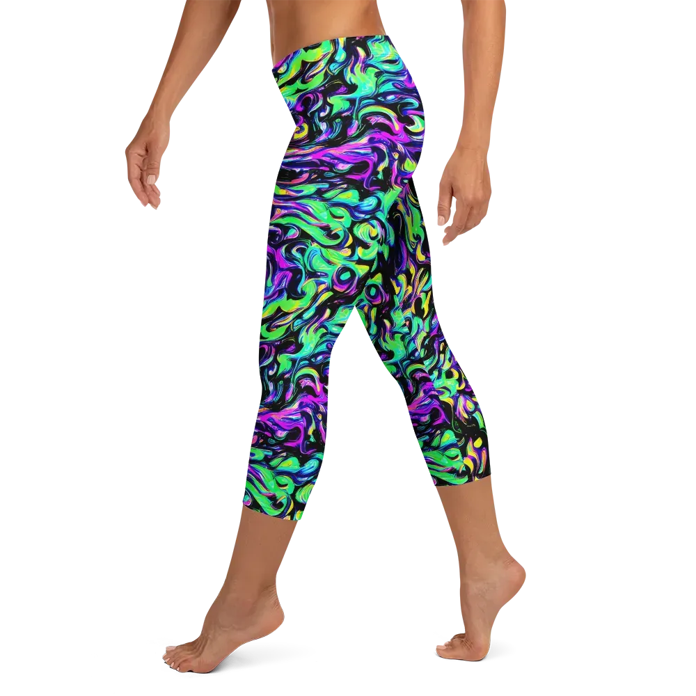 Cyber Swirl on Capri Leggings — Left