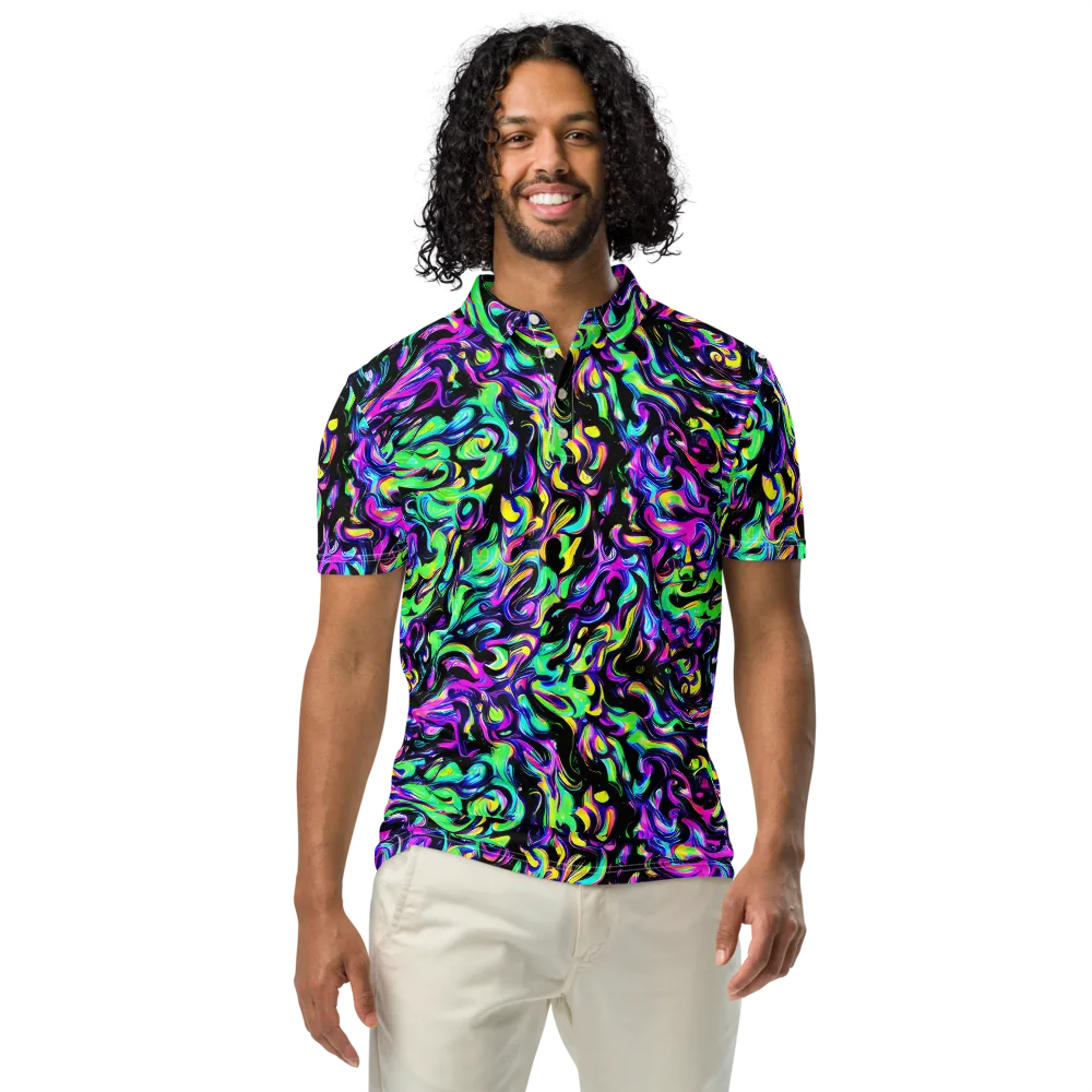 Cyber Swirl on Men's Slim Fit Polo Shirt — Front