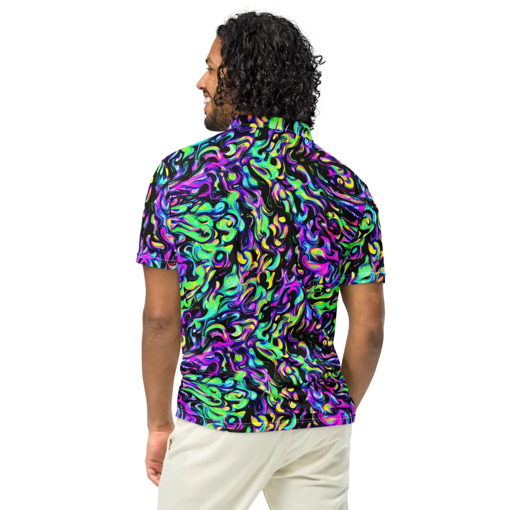 Cyber Swirl on Men's Slim Fit Polo Shirt — Back