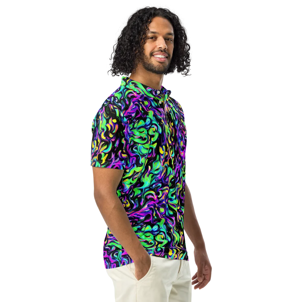 Cyber Swirl on Men's Slim Fit Polo Shirt — Right Front