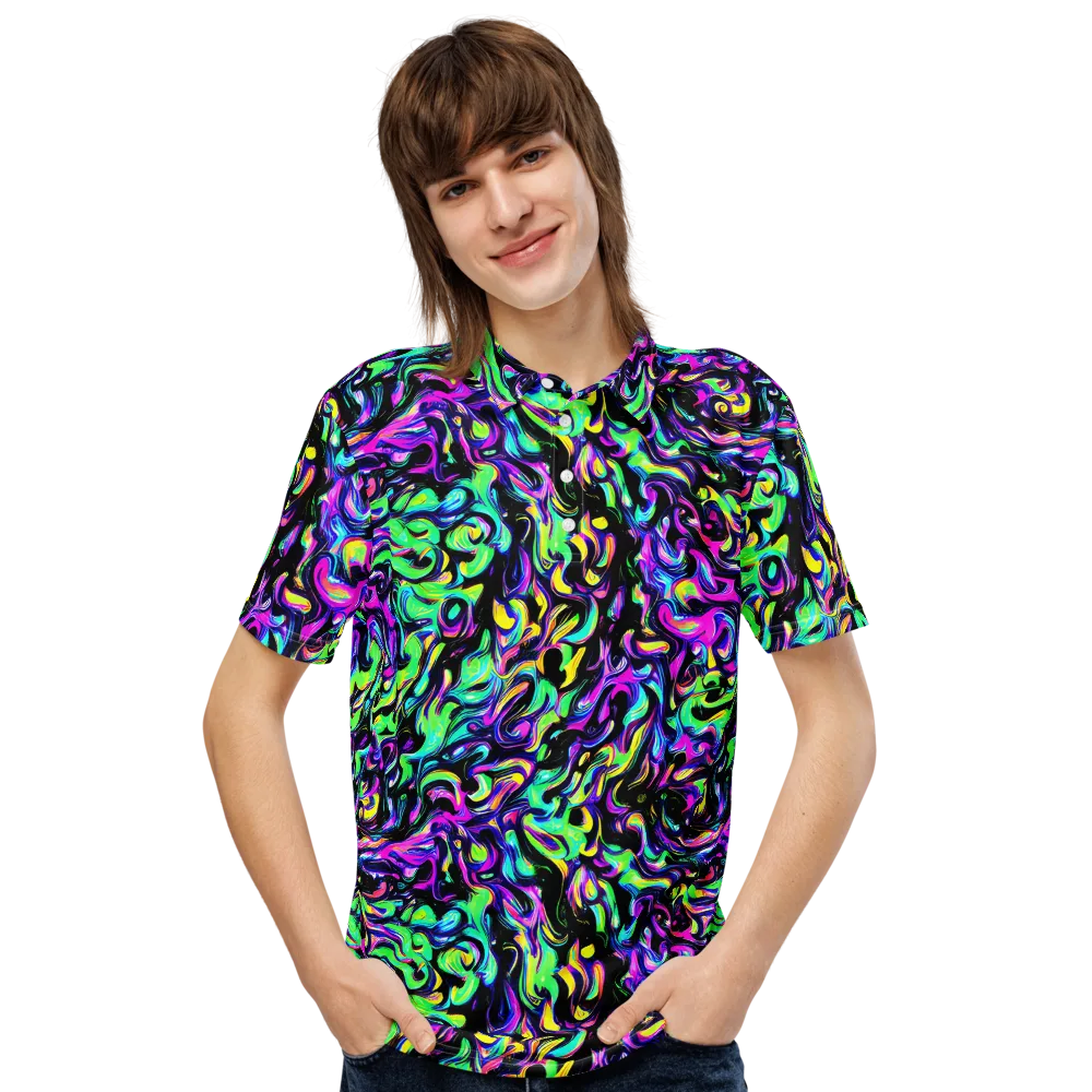 Cyber Swirl on Men's Slim Fit Polo Shirt — Front