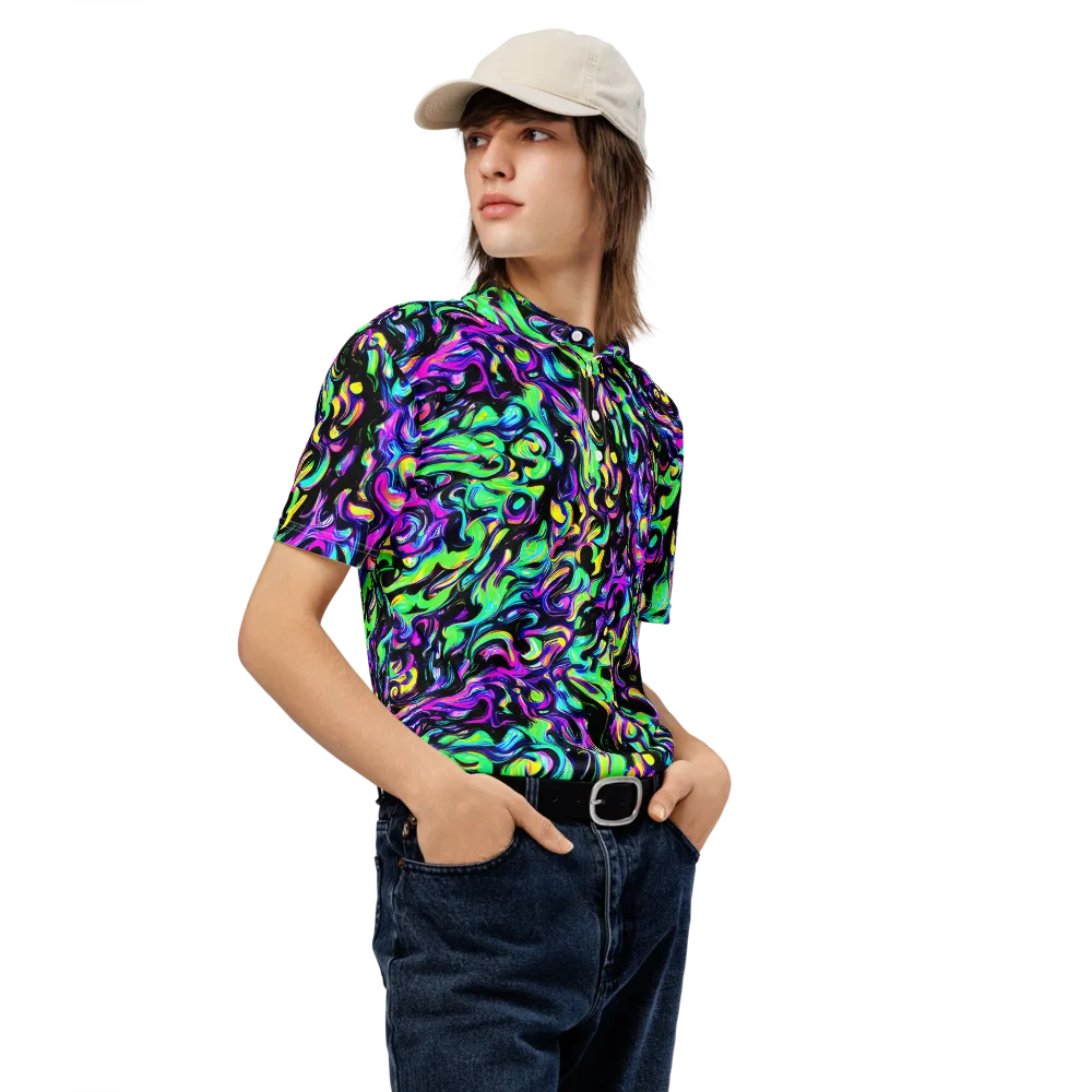 Cyber Swirl on Men's Slim Fit Polo Shirt — Right Front
