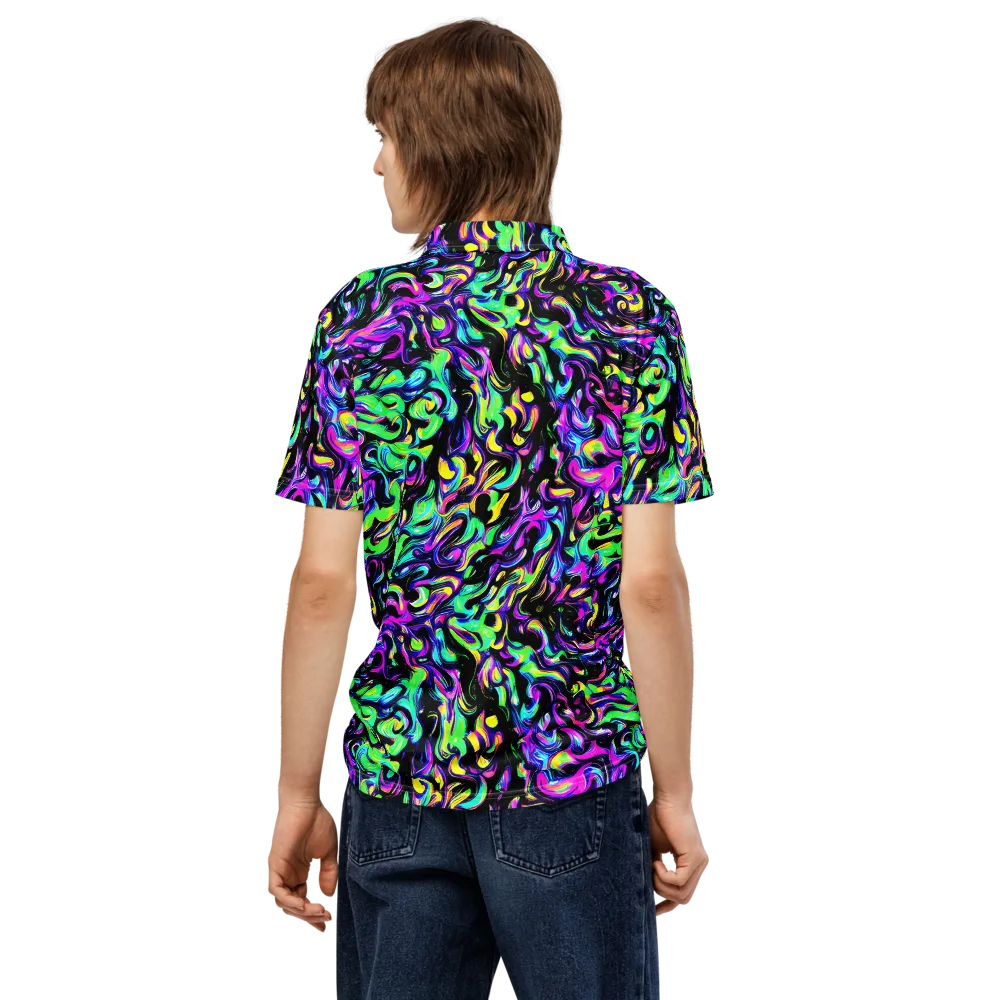 Cyber Swirl on Men's Slim Fit Polo Shirt — Back