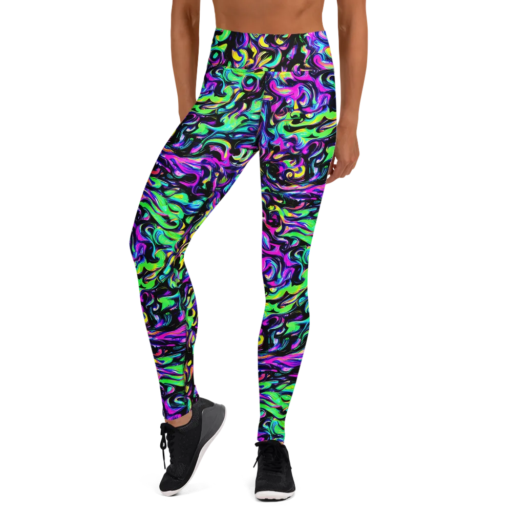 Cyber Swirl on Yoga Leggings — Front