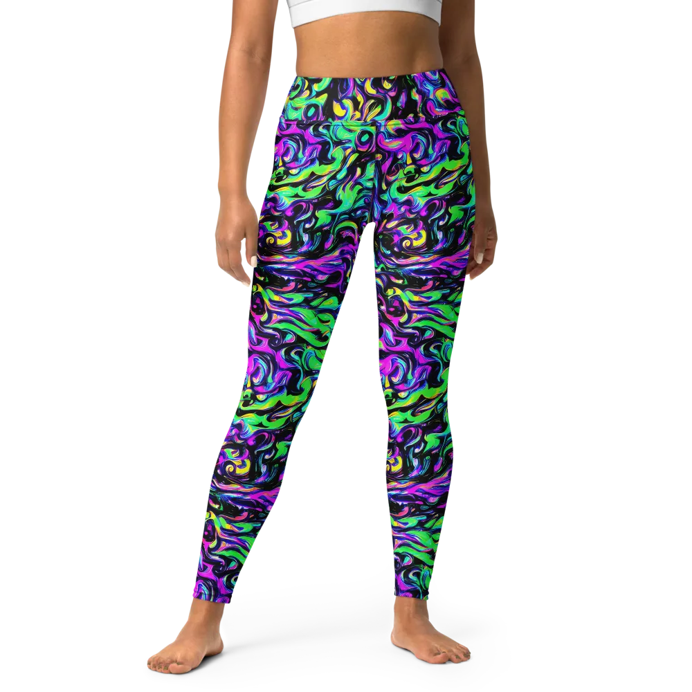 Cyber Swirl on Yoga Leggings — Front