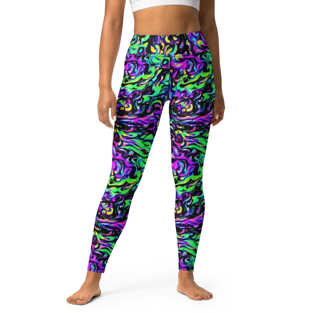Cyber Swirl on Yoga Leggings — Front