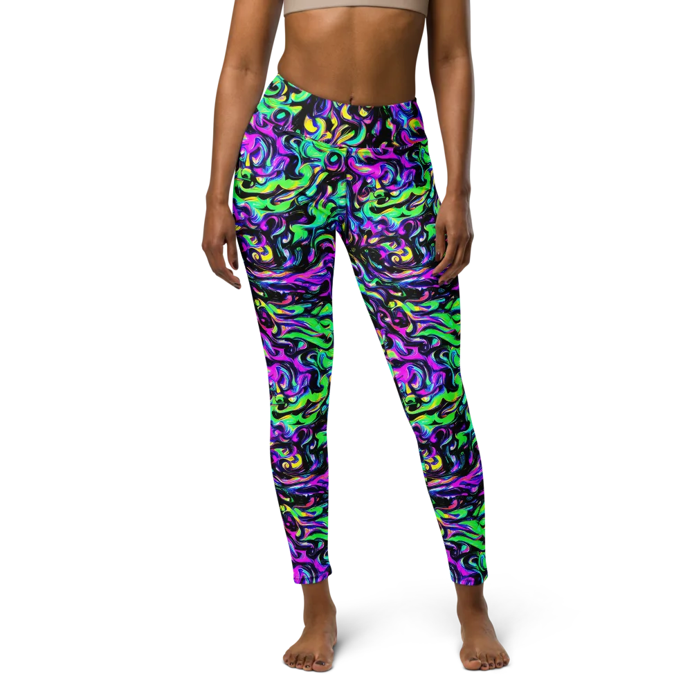Cyber Swirl on Yoga Leggings — Front