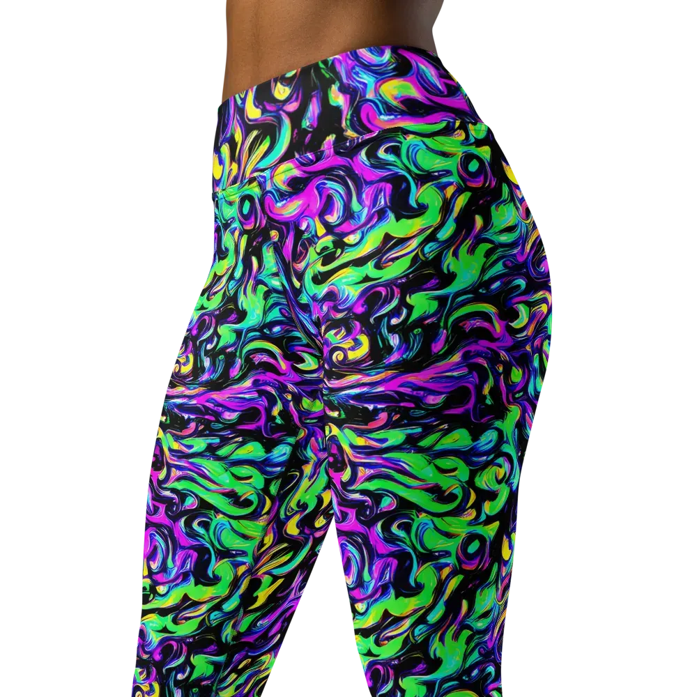 Cyber Swirl on Yoga Leggings — Left Front