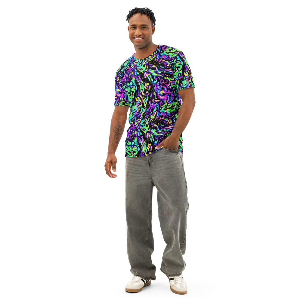 Cyber Swirl on Men's Cotton Crew Neck T-Shirt — Front
