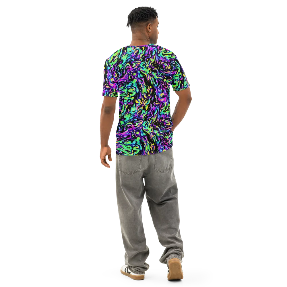 Cyber Swirl on Men's Cotton Crew Neck T-Shirt — Back