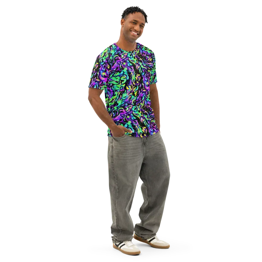 Cyber Swirl on Men's Cotton Crew Neck T-Shirt — Right Front