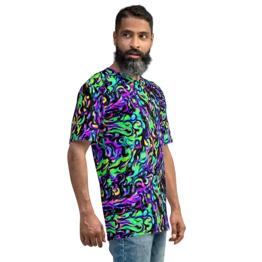 Cyber Swirl on a Men's Crew Neck T-Shirt