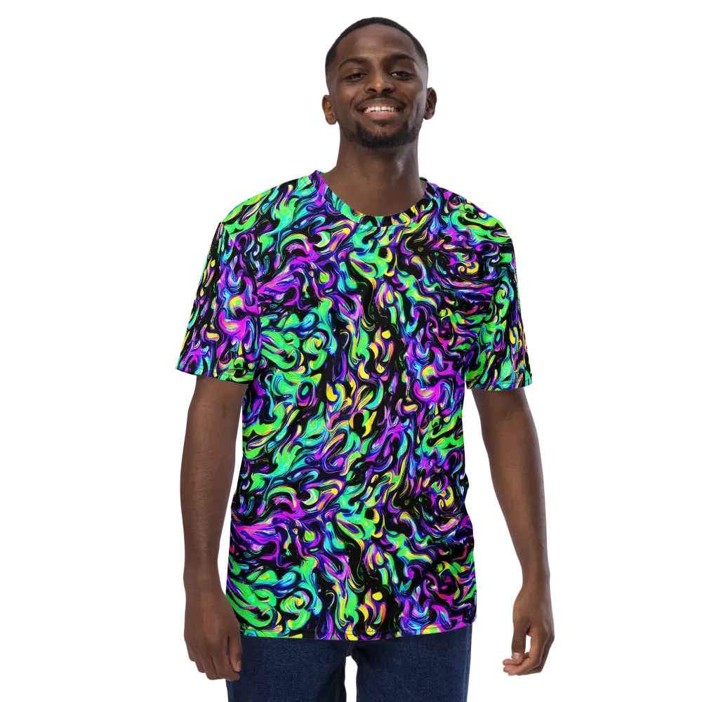 Cyber Swirl on Men's Crew Neck T-Shirt — Front