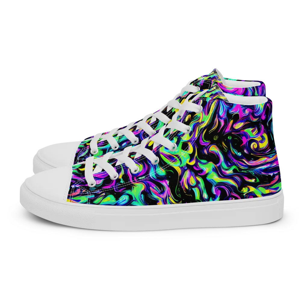 Cyber Swirl on Men's High Top Canvas Shoes — Left