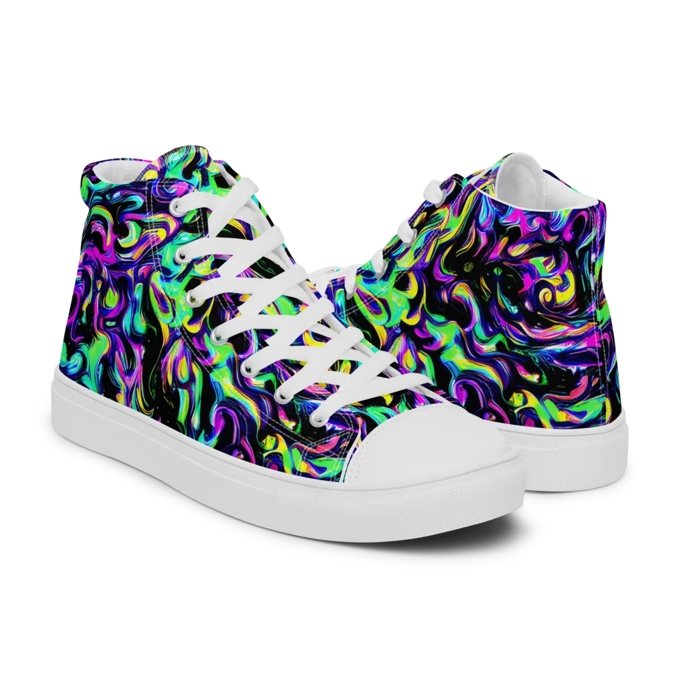Cyber Swirl on Men's High Top Canvas Shoes — Right