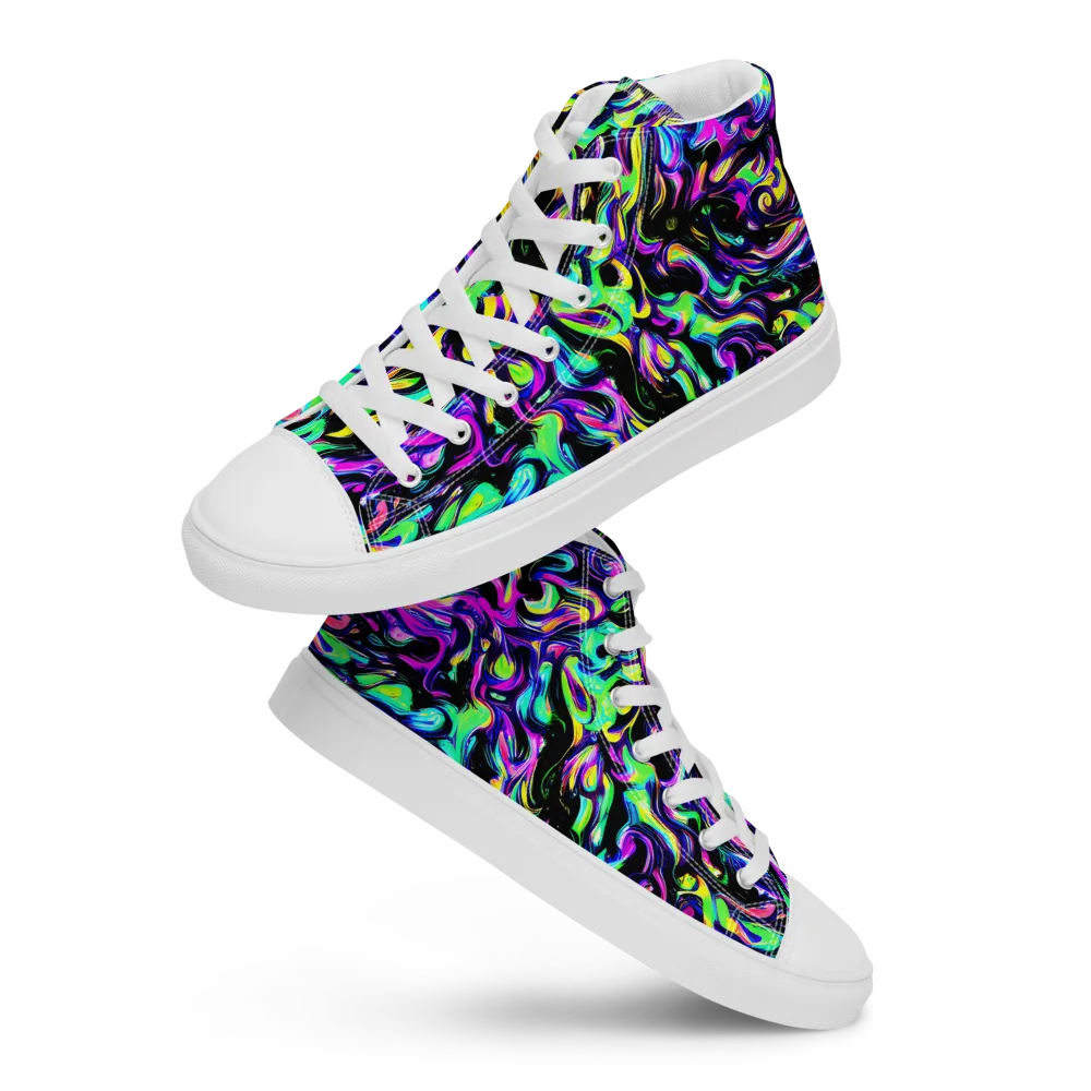 Cyber Swirl on Men's High Top Canvas Shoes — Front