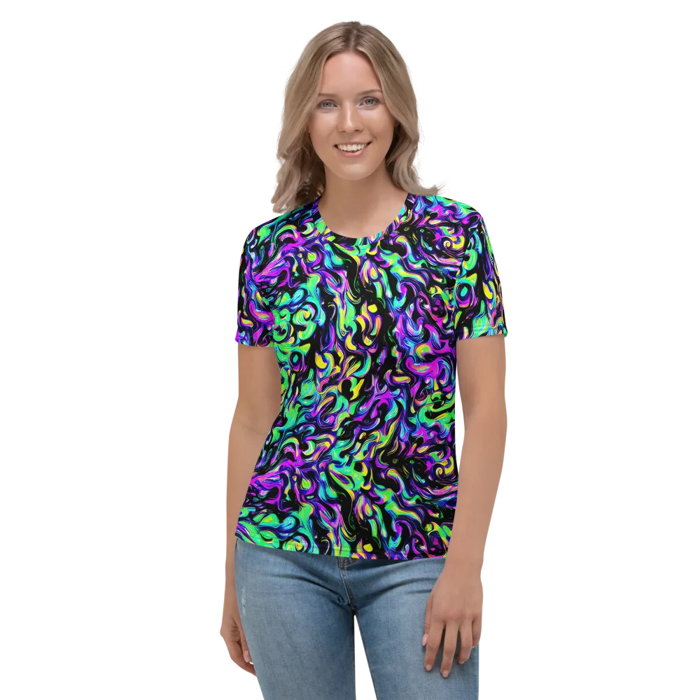 Cyber Swirl on Women's Crew Neck T-Shirt — Front