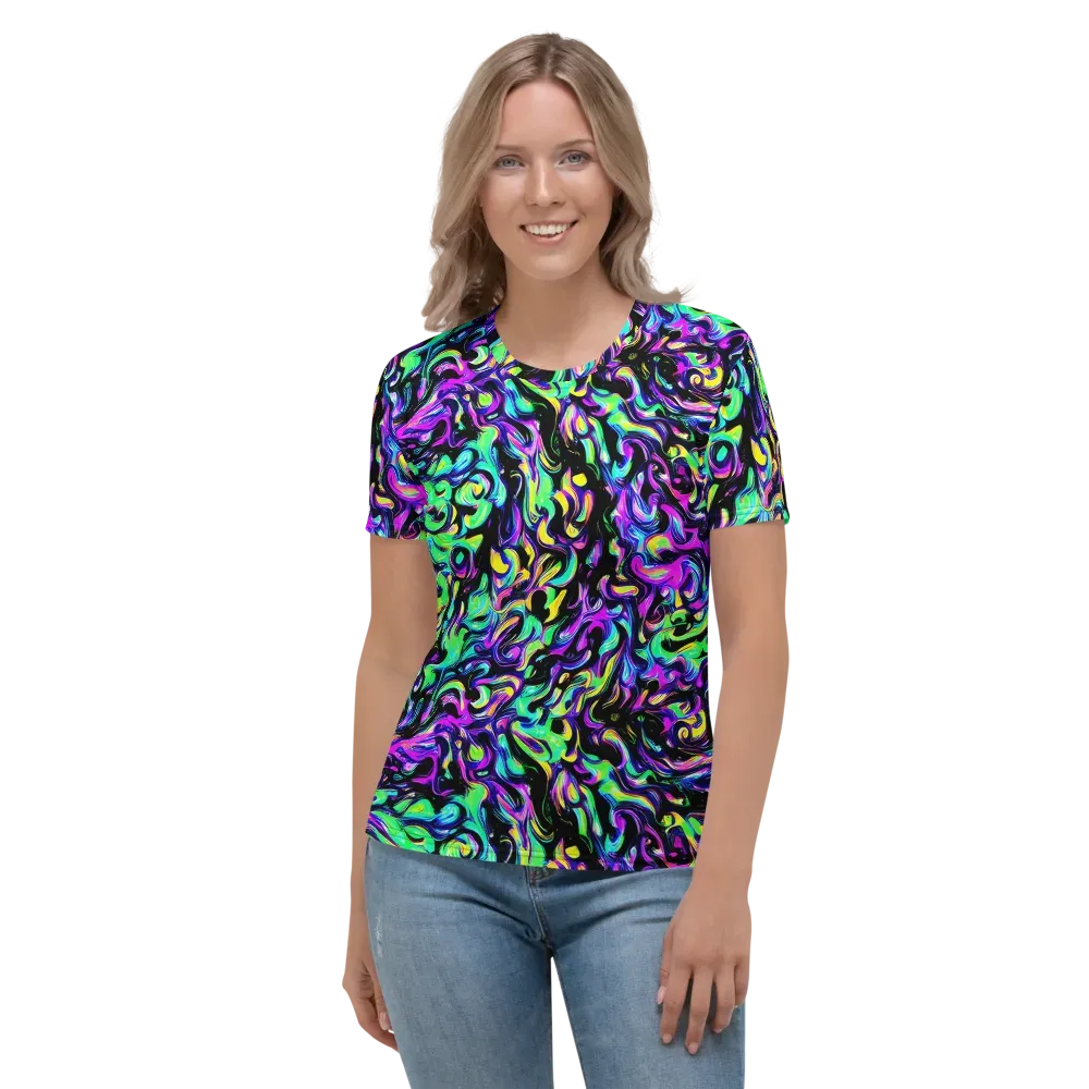 Cyber Swirl on Women's Crew Neck T-Shirt — Front