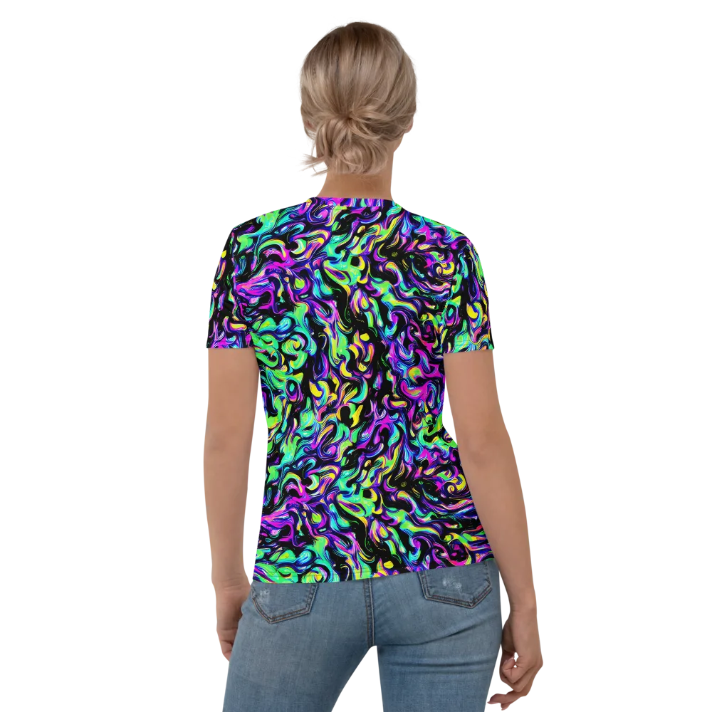 Cyber Swirl on Women's Crew Neck T-Shirt — Back