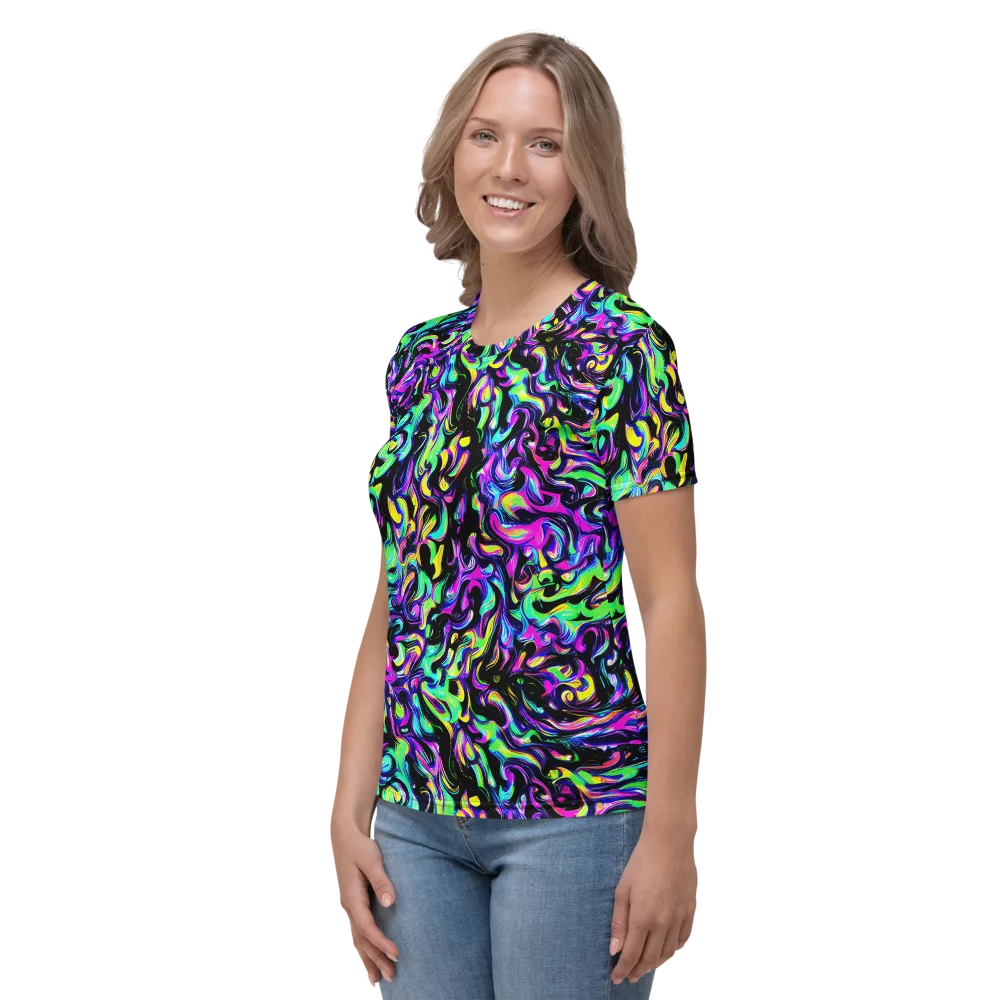 Cyber Swirl on Women's Crew Neck T-Shirt — Left