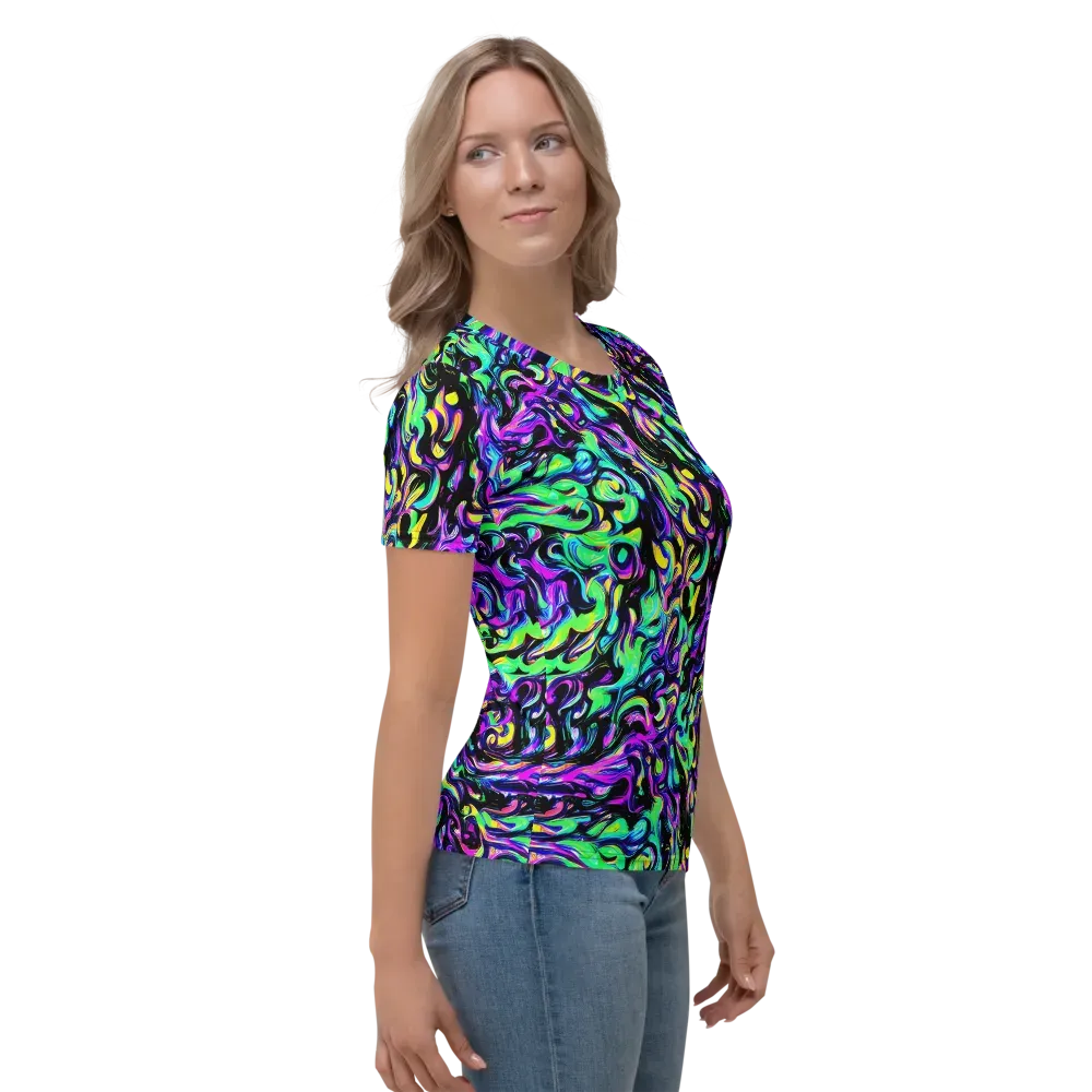 Cyber Swirl on Women's Crew Neck T-Shirt — Right
