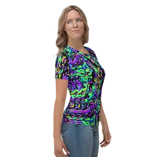 Cyber Swirl on a Women's Crew Neck T-Shirt