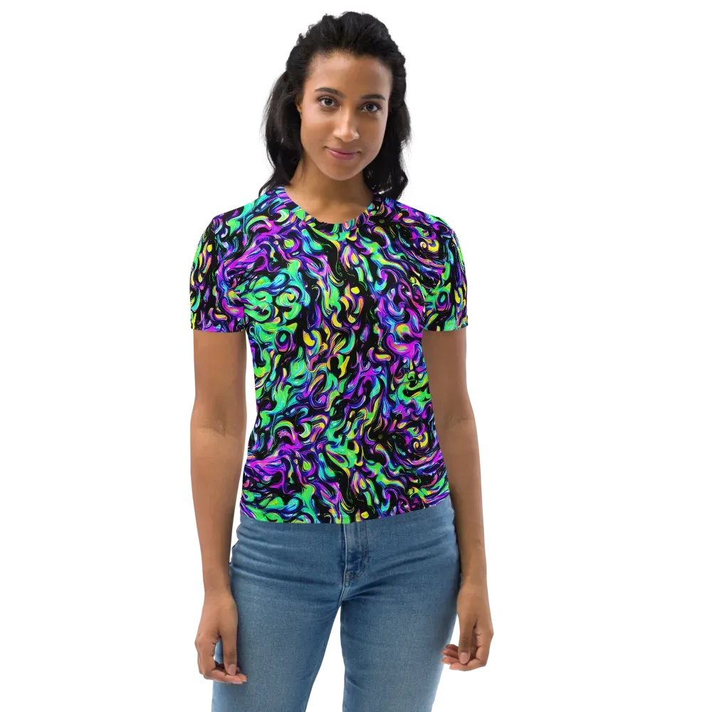 Cyber Swirl on Women's Crew Neck T-Shirt — Front