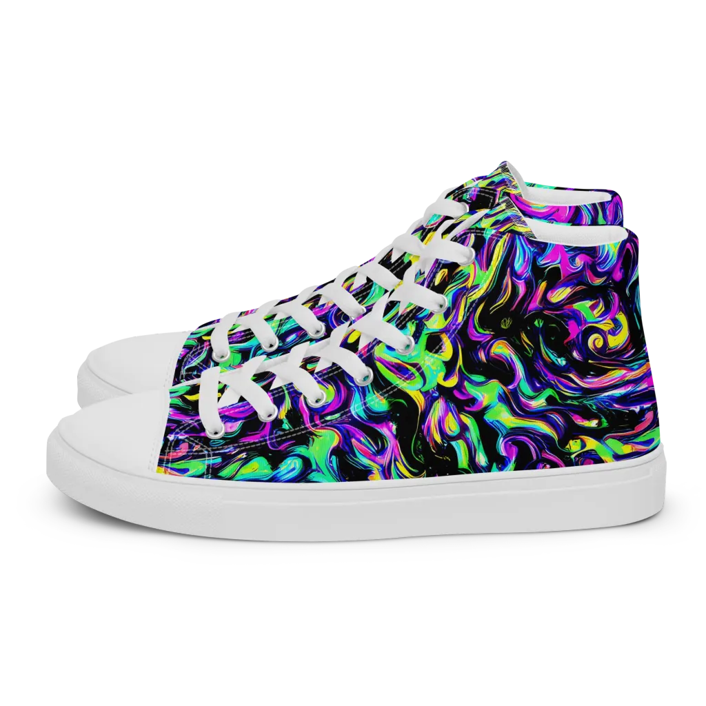 Cyber Swirl on Women's High Top Canvas Shoes — Left