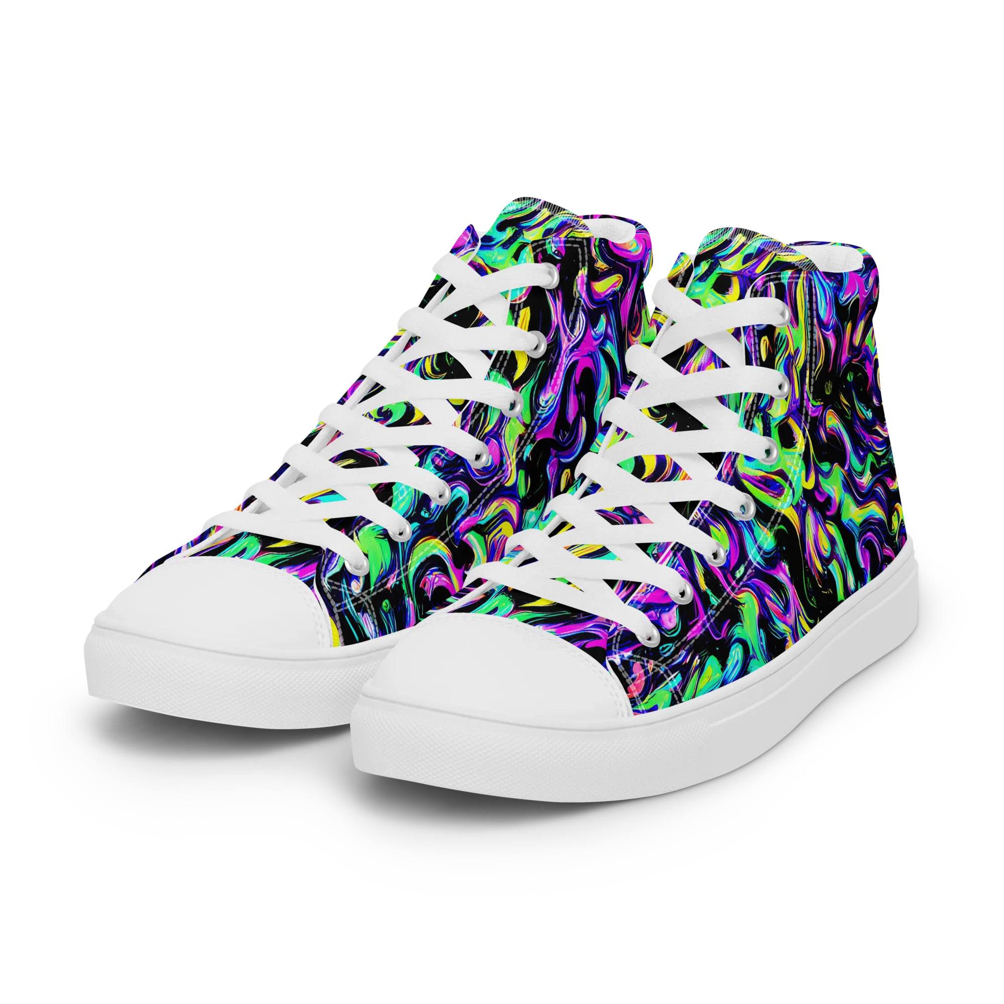 Cyber Swirl on Women's High Top Canvas Shoes — Left Front