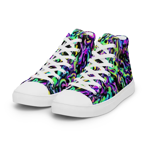 Cyber Swirl on a Women's High Top Canvas Shoes