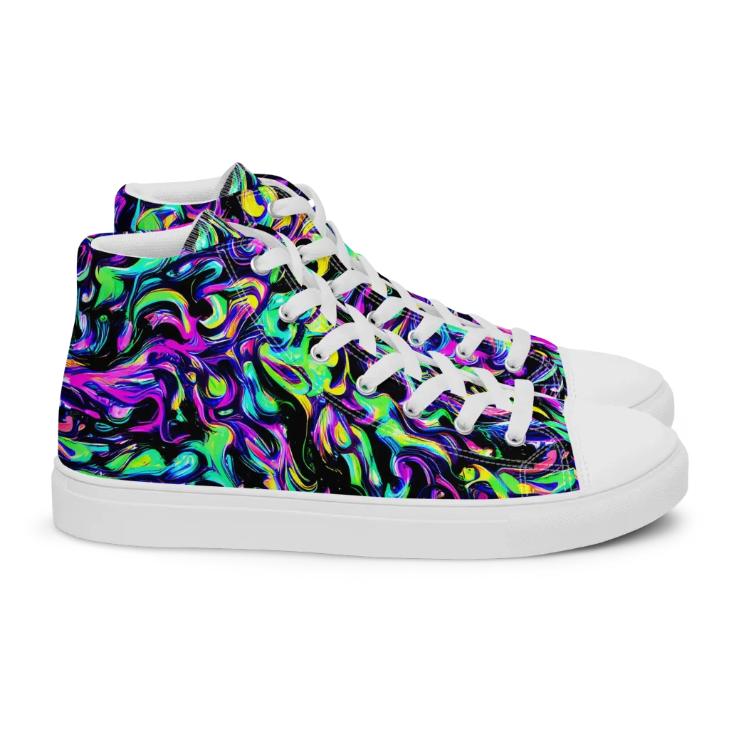 Cyber Swirl on Women's High Top Canvas Shoes — Right