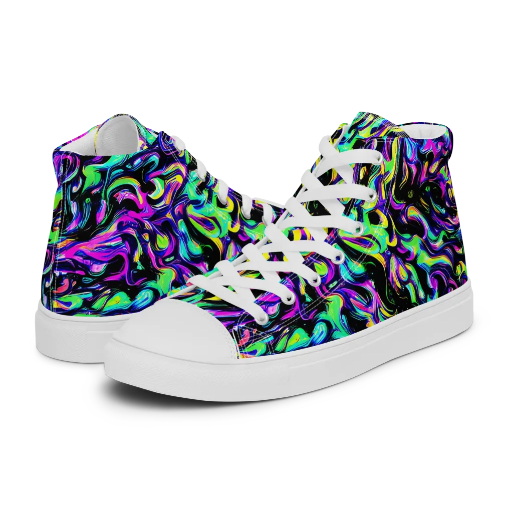 Cyber Swirl on Women's High Top Canvas Shoes — Left