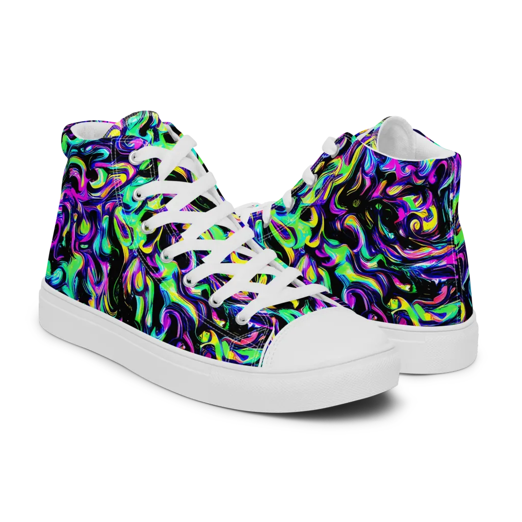 Cyber Swirl on Women's High Top Canvas Shoes — Right