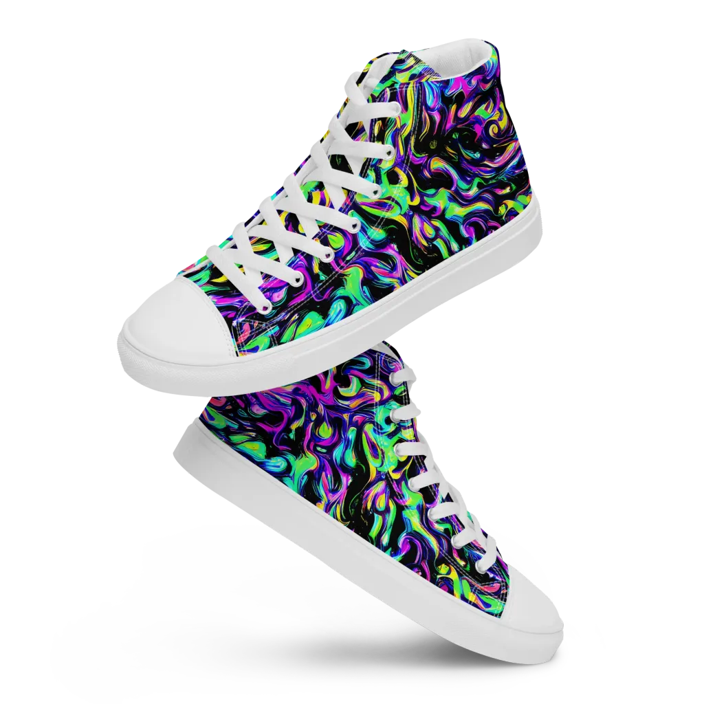 Cyber Swirl on Women's High Top Canvas Shoes — Front