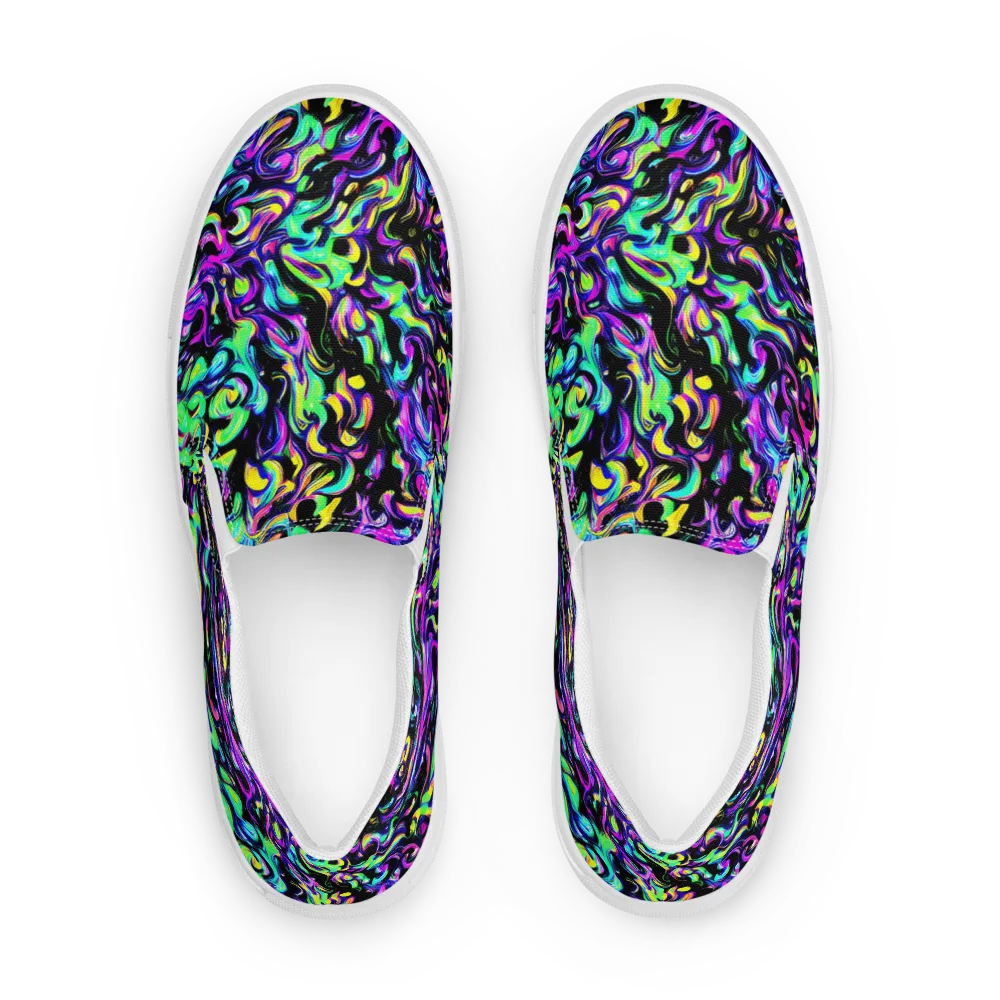 Cyber Swirl on Men's Slip-On Canvas Shoes — Front