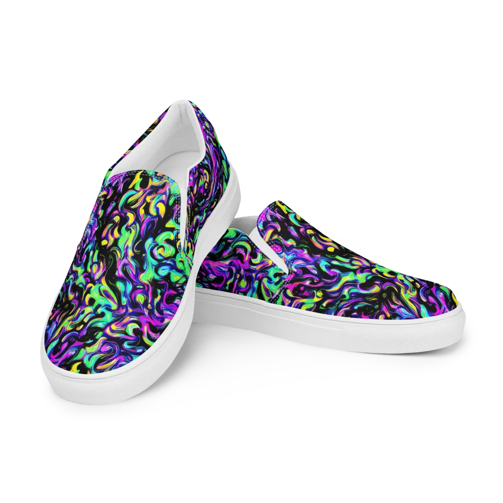 Cyber Swirl on Men's Slip-On Canvas Shoes — Left Front