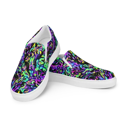 Cyber Swirl on a Men's Slip-On Canvas Shoes