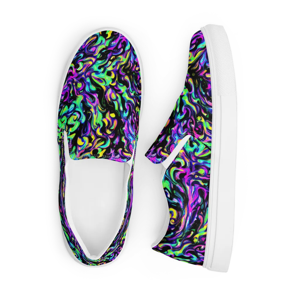 Cyber Swirl on Men's Slip-On Canvas Shoes — Front