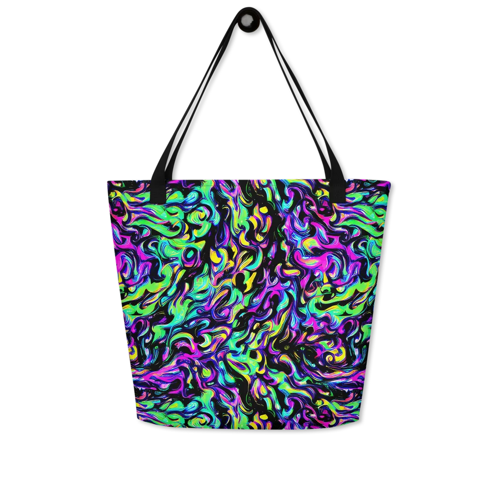 Cyber Swirl on Large Tote Bag W/ Pocket — Front